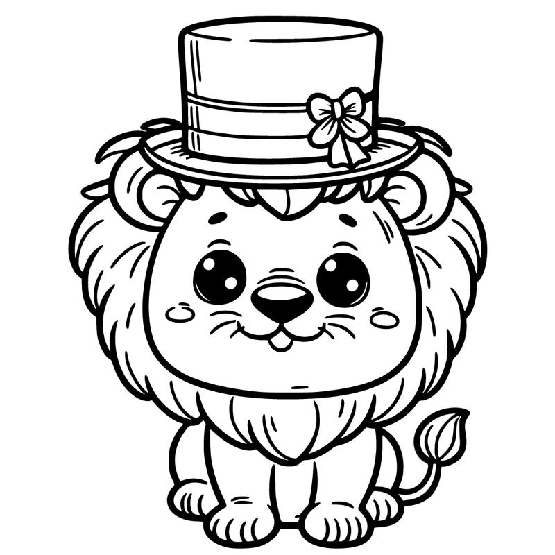 a cute lion wearing a hat