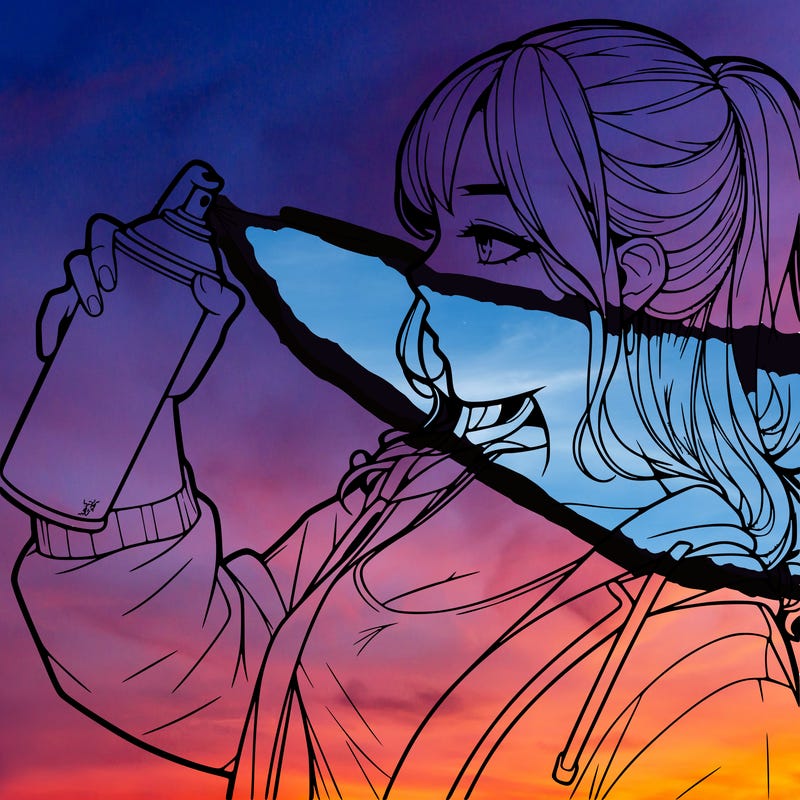 a realistic girl spray, painting