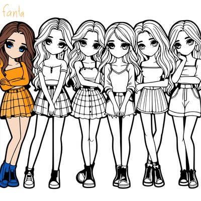 a group of girls realistic