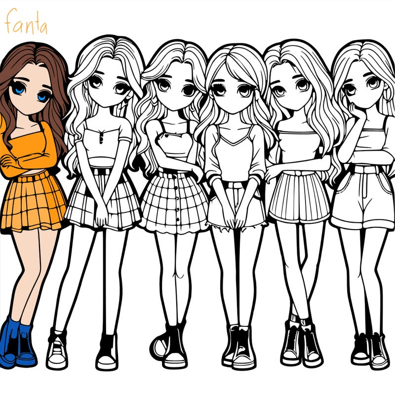 a group of girls realistic