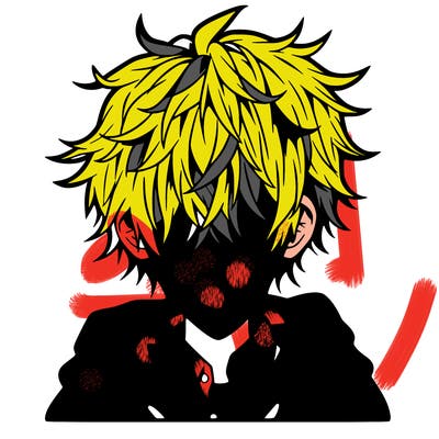 anime boy with messy hair covering his eyes