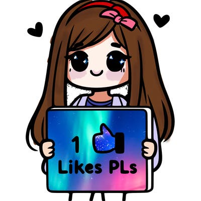 girl holding a sign saying 10 likes pls