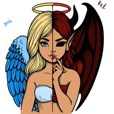 realistic angel half demon