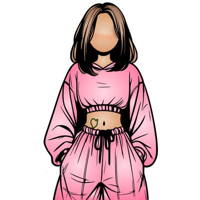 realistic girl faceless with baggy pants and a crop top