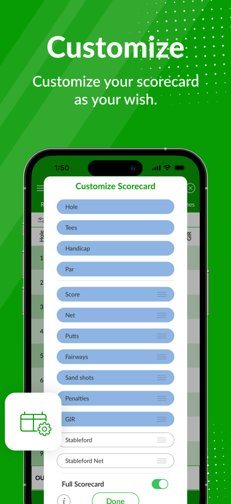 Customizing golf scorecard fields in the Beezer Golf app