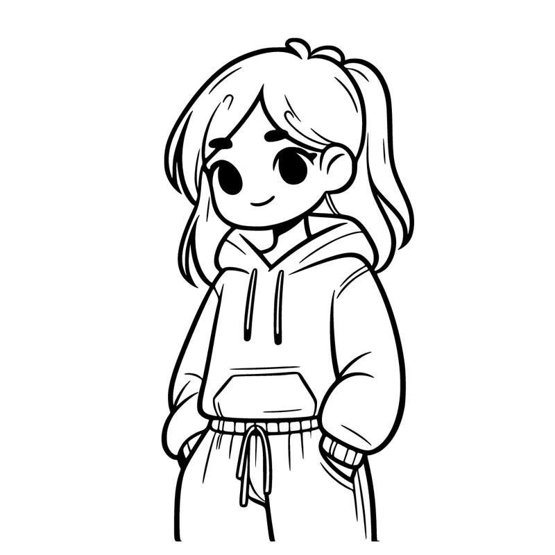 girl with sweatshirt and sweatpants