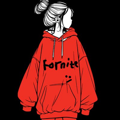 realistic girl with a oversized sweatshirt on and a bun