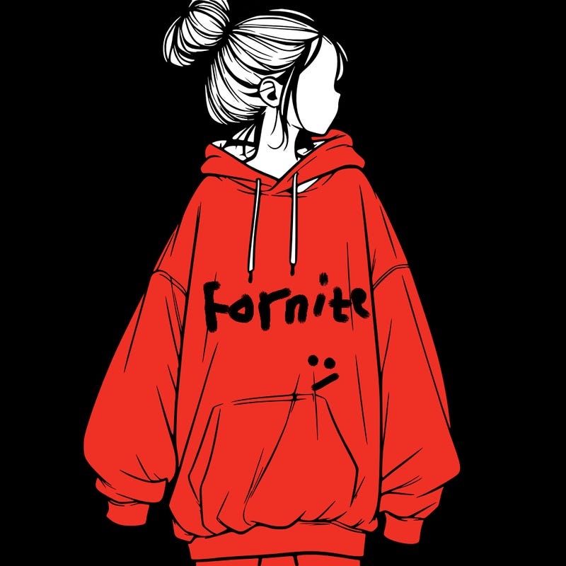 realistic girl with a oversized sweatshirt on and a bun