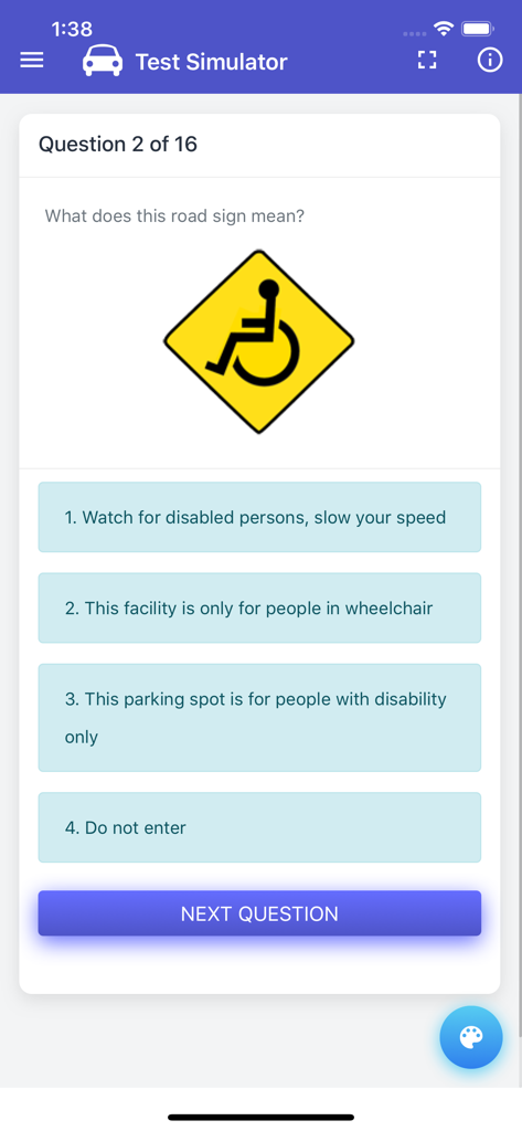 Indiana BMV Practice Exam - Indiana BMV practice exam app showing a road sign identification question