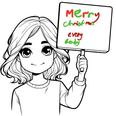 realistic girl holding up a sign