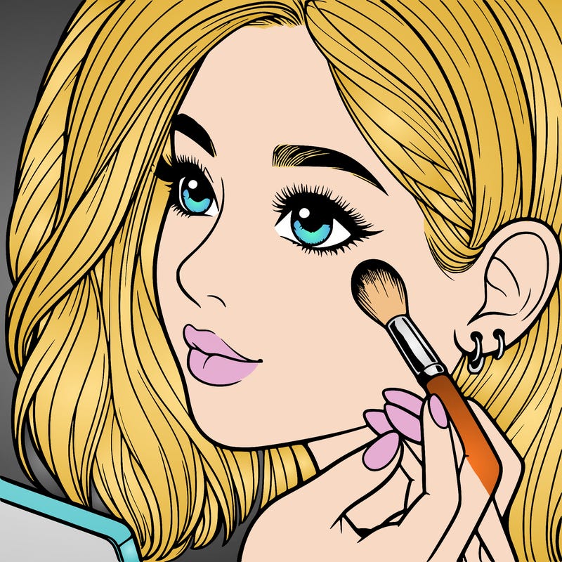 a realistic girl doing her makeup