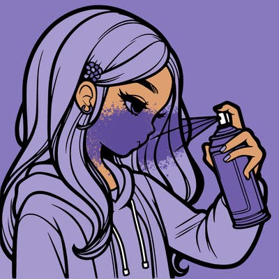 a realistic girl spray painting