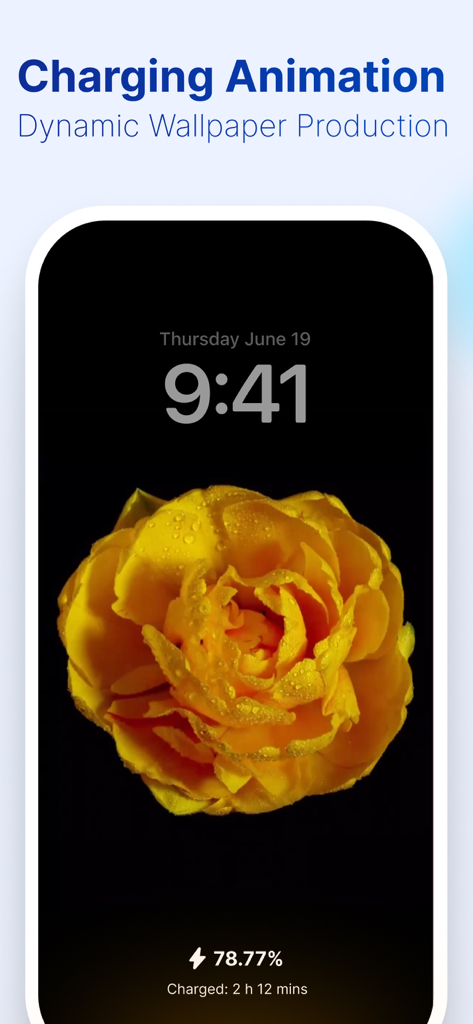 CleanSweep Go: Phone Booster - iPhone 화면에 표시되는 노란색 꽃 충전 애니메이션
