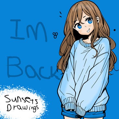 manga teen girl  in a sweater and baggy pants