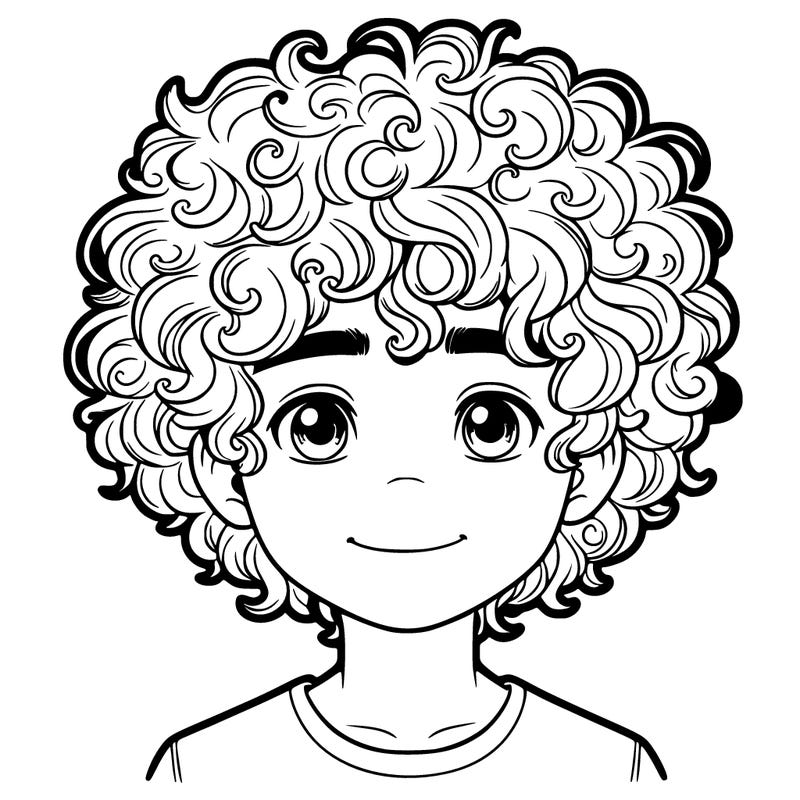 realistic curly hair boy