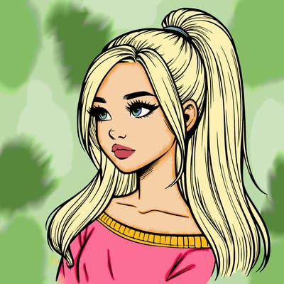 realistic girl with a high ponytail