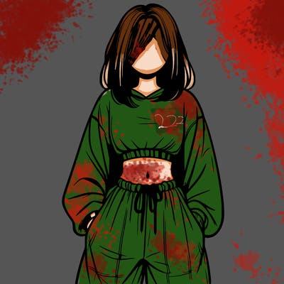 realistic girl faceless with baggy pants and a crop top