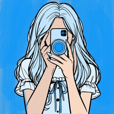 a realistic girl holding her phone taking pictures