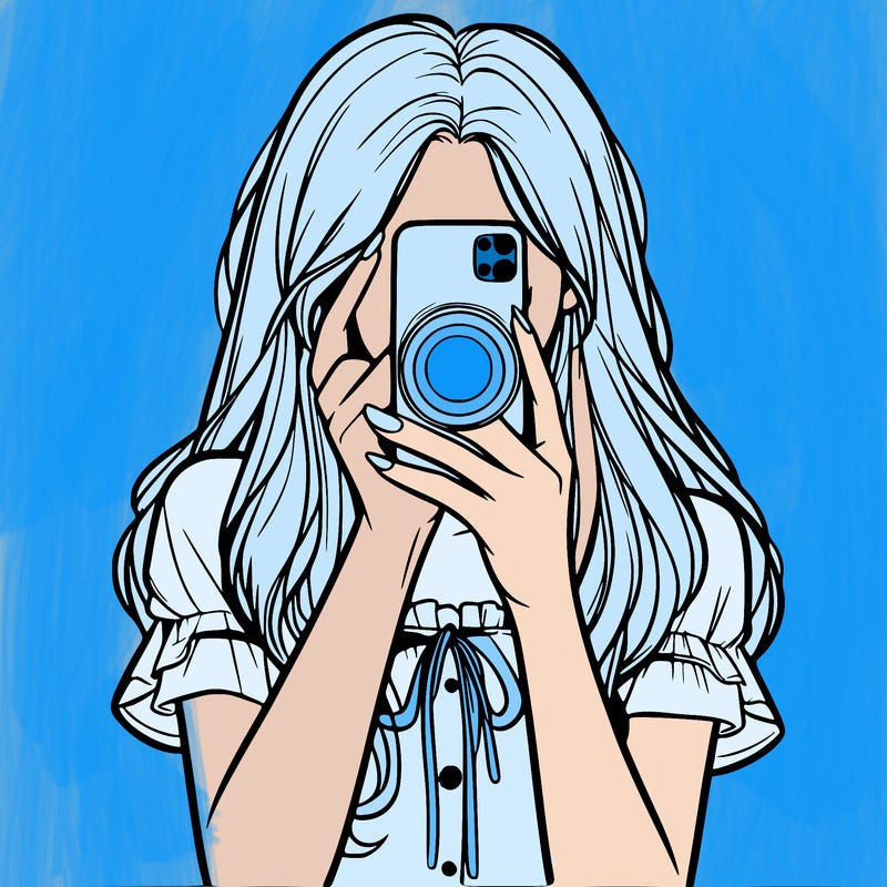 a realistic girl holding her phone taking pictures
