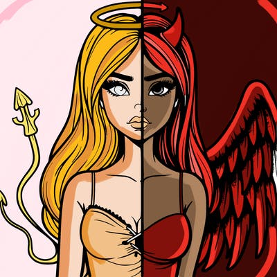 devil vs angel realistic girl