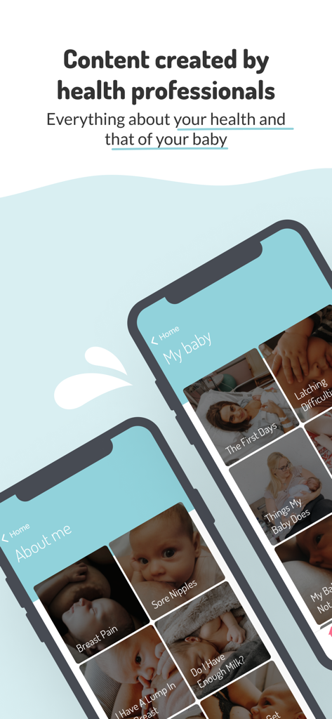 LactApp - Interfaccia di LactApp che mostra contenuti esperti sull'allattamento e sulla salute del bambino