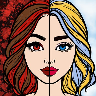 realistic girl split half