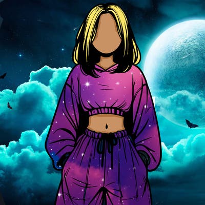 realistic girl faceless with baggy pants and a crop top