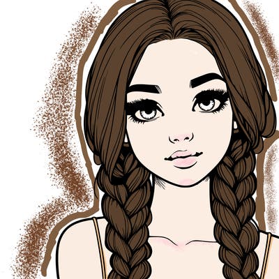 realistic girl with braids