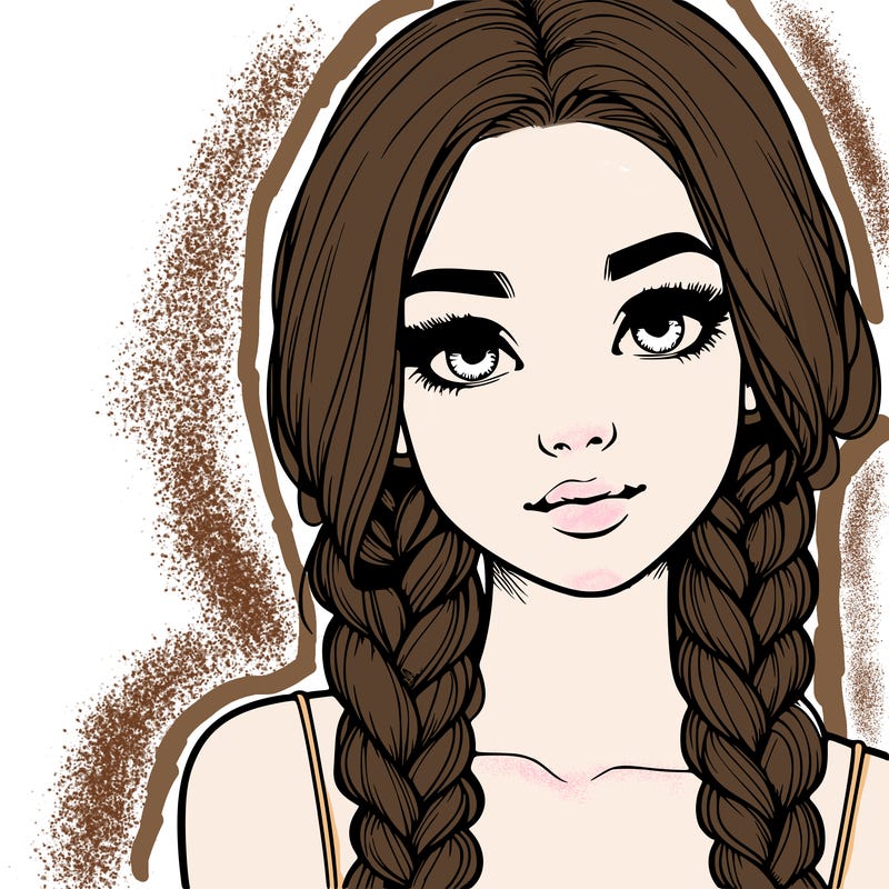 realistic girl with braids
