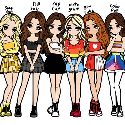 a group of girls realistic