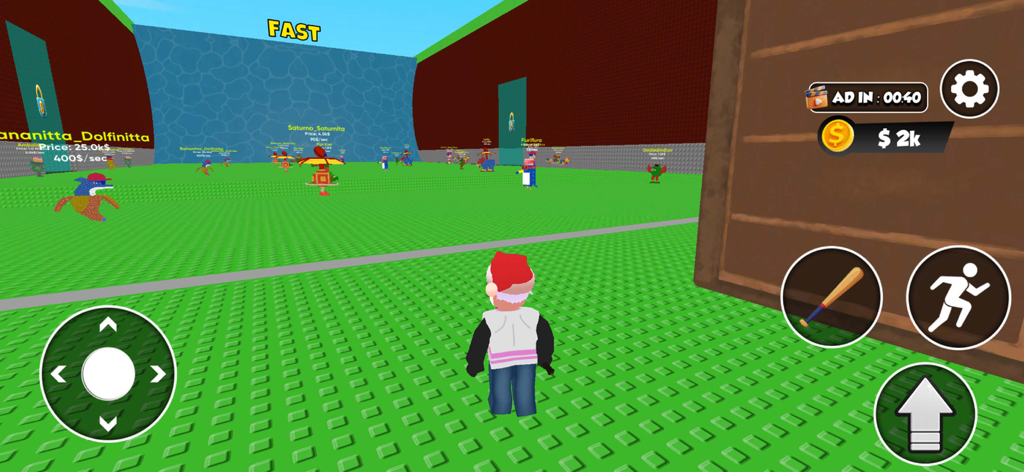 Escape Tsunami For Brainrots - A character in a blocky 3D environment escaping a giant tsunami wave