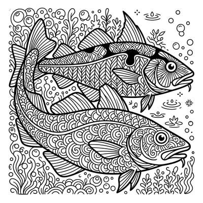 Unleash your creativity with this stunning Zentangle-inspired coloring page featuring Cod and Haddock. Each fish is adorned with intricate patterns, offering a wonderfully detailed and engaging artistic challenge.