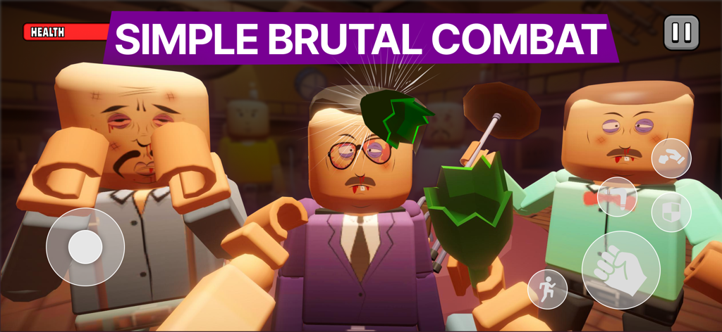 Des personnages carrés engagés dans un combat brutal dans Gore Town Online Multiplayer.
