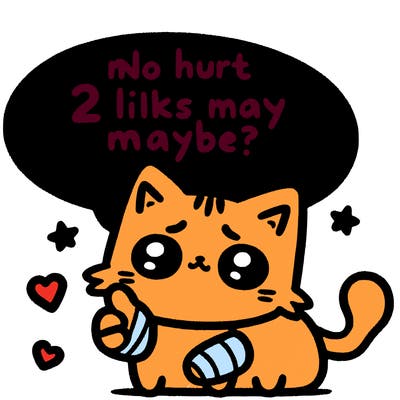 cute cat thats been hurt saiying 2 likes maybe