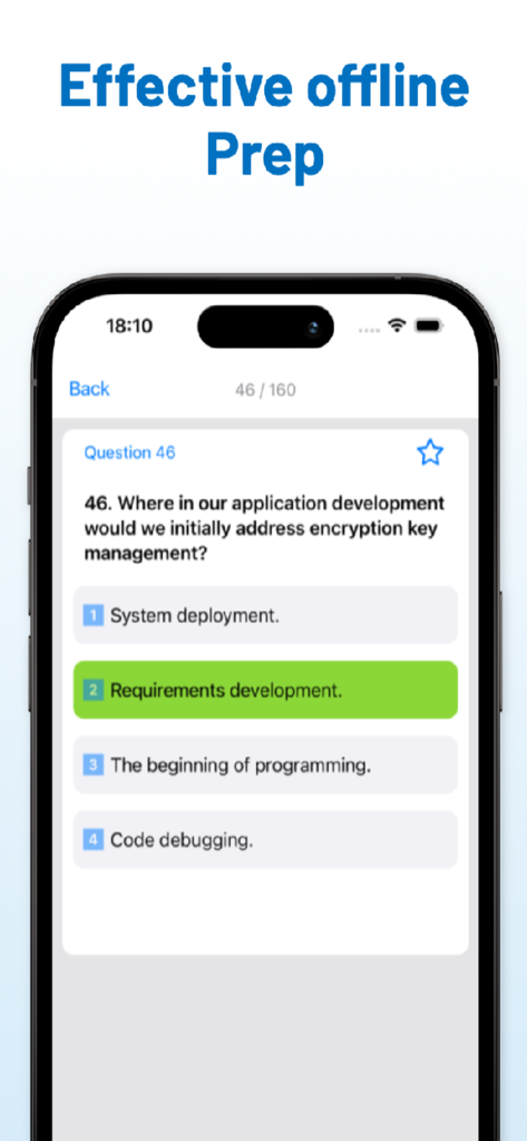 ISACA CISM Exam 2026 - ISACA CISM exam preparation app showing a practice question in offline mode