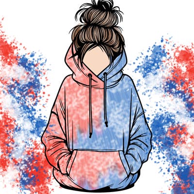 girl with messy bun and an oversized hoodie