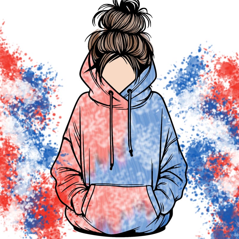 girl with messy bun and an oversized hoodie