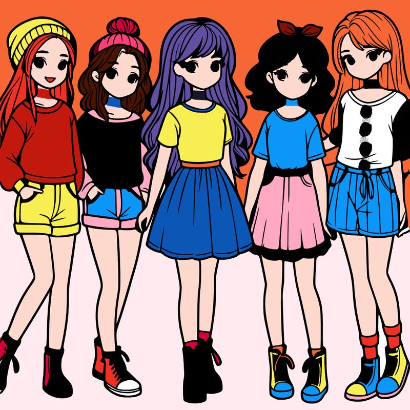 a group of five girls