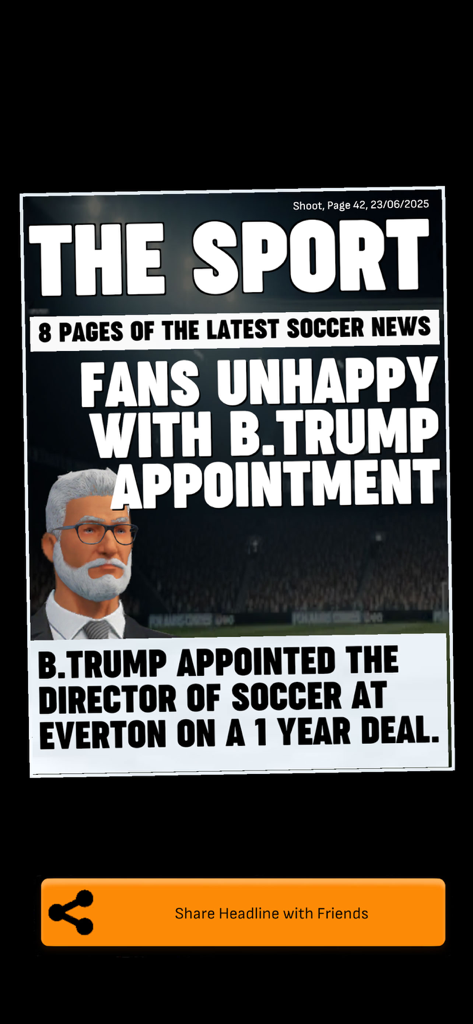 Football Club Management 2026 - Una maqueta de un periódico del juego Football Club Management 2026 informando de un titular sobre el nombramiento de un miembro del personal.