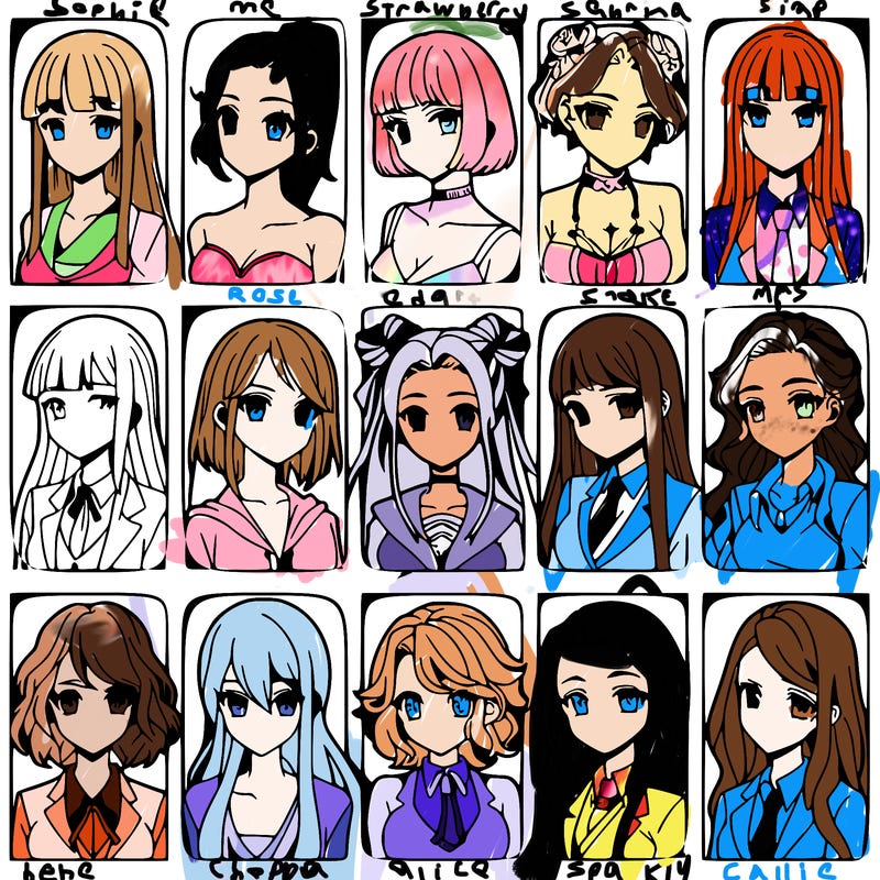 girls that look diffrent anime