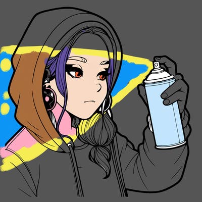 a realistic girl, spray painting