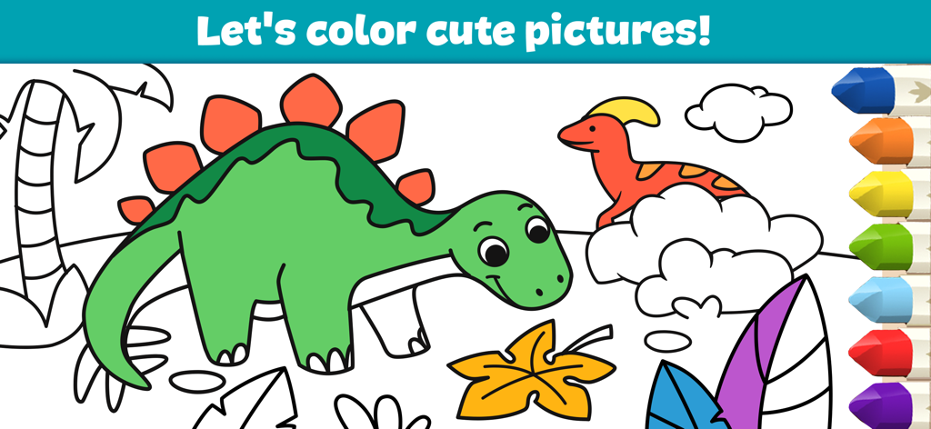 Dinosaur Games: Kids Learning - Kids coloring activity with dinosaurs and bright crayons
