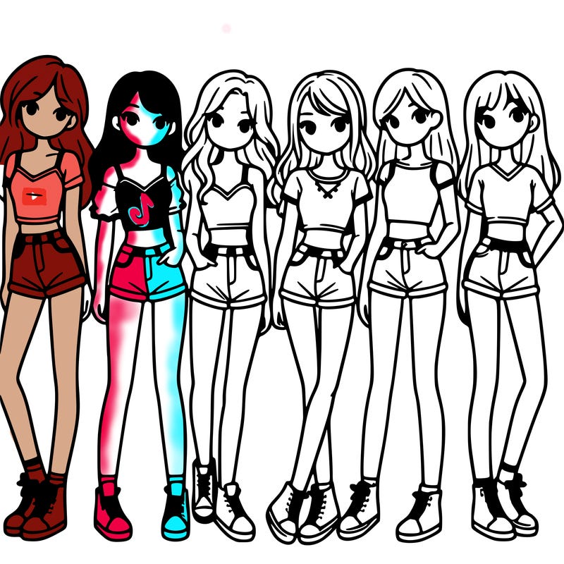 a group of girls wearing crop tops and shorts