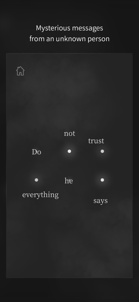 Viewport - The Game - Screenshot of Viewport game showing a cryptic narrative message from an unknown person