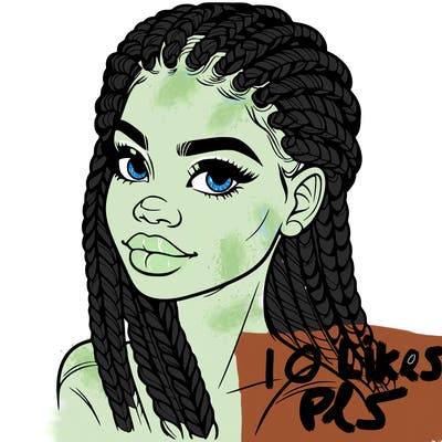 woman with realistic braids