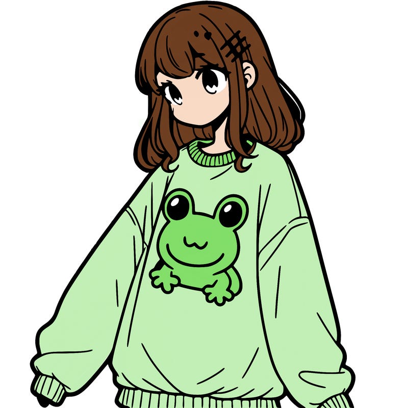 girl wearing frogging sweatshirt