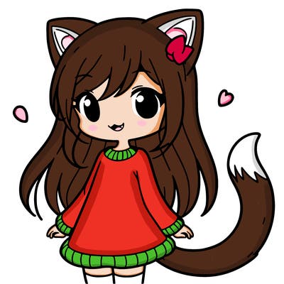 girl with cat ears and tail