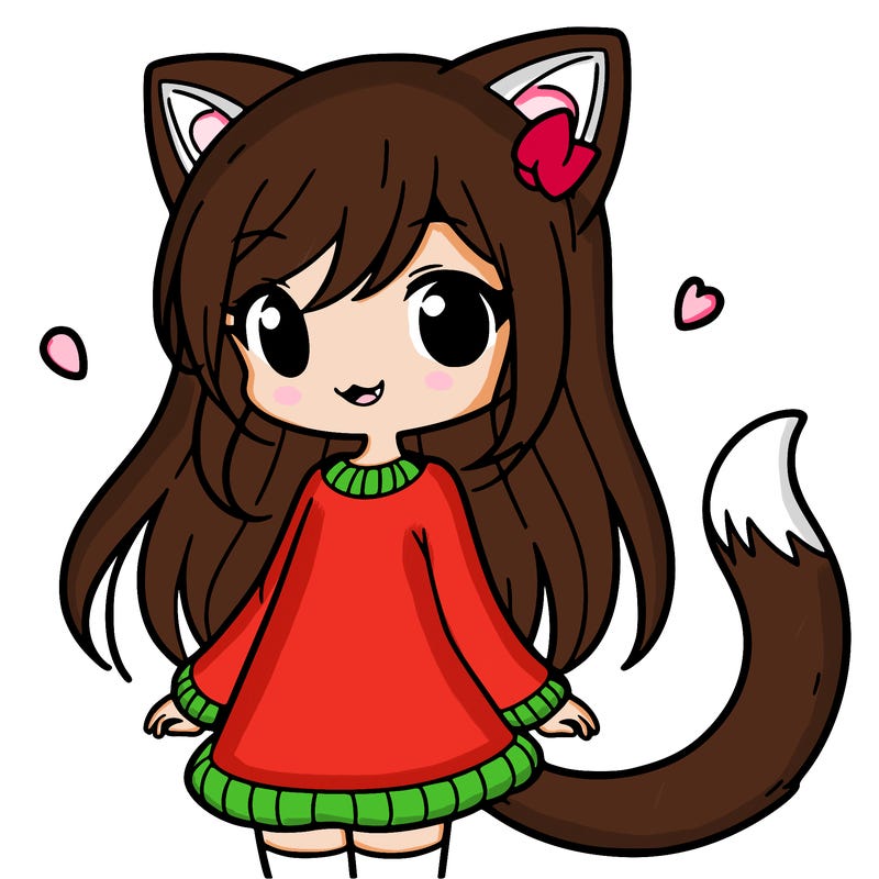 girl with cat ears and tail