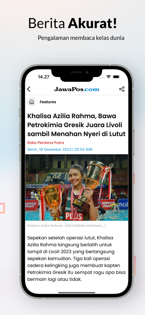 A screenshot of the JawaPos.com mobile app on an iPhone showing a detailed news article with a clean and modern design.