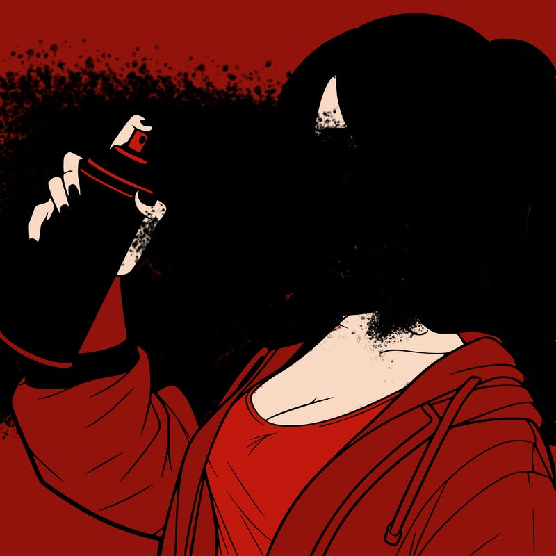 a realistic girl spray, painting